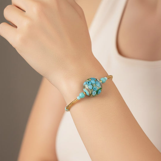 IL MURANO DI FRANCESCA - Schwarzes MILLEROSE WRAP Armband ca. 19 cm Nickelfreies Messing 750 Gelb Vergoldet