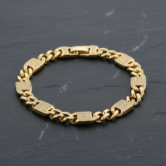 DESIGNER INSPIRIERT - Weißer Zirkonia Armband ca. 19 cm Nickelfreies Messing