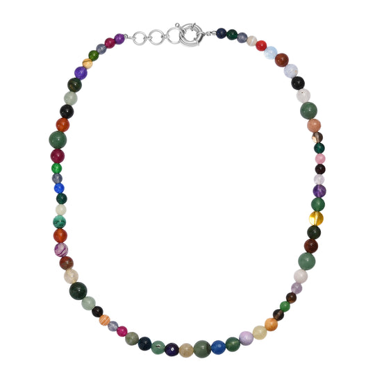 EVER TRUE Mehrfarbig Edelsteine Halskette ca. 50 cm + 2.5 cm Extender, Nickelfreies Messing platiniert ca. 205,00 ct.