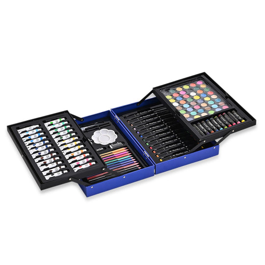 LIVMORE Künstler Malset 115 teilig im Kreativkoffer 34 x 23 cm Blau