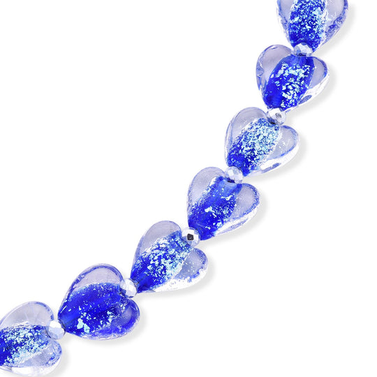 Blaues Murano-Stil Glas Halskette ca. 53.25 cm 316L Edelstahl
