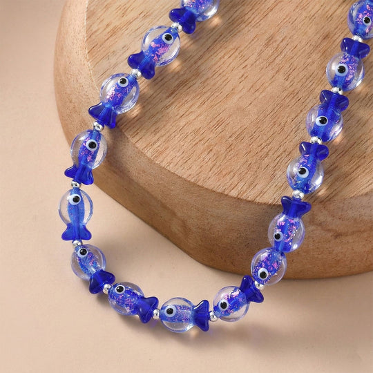 Blaues Murano-Stil Glas Halskette ca. 53.25 cm