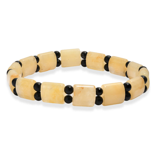 Gelber Aventurin, Schwarzer Spinell Armband, flexibel, (ca. 18- 23 cm) ca. 102.00 ct