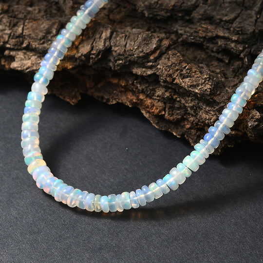 D'Joy Natürlicher, äthiopischer Welo Opal Halskette ca. 45 cm 925 Silber rhodiniert ca. 45.00 ct