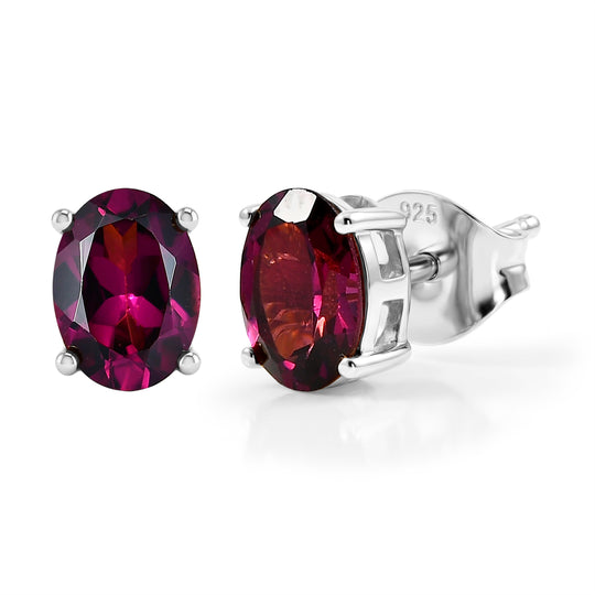 D'Joy AA Natürlicher Rhodolith Granat Ohrringe 925 Silber platiniert ca. 1.85 ct