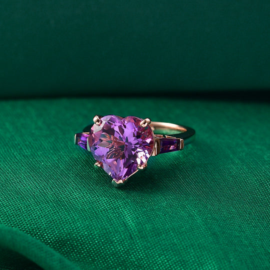 GP Amore - AA Rose De France Amethyst, Afrikanischer Amethyst Ring 925 Silber 750 Roségold Vermeil (Größe 18.00) ca. 6.42 ct