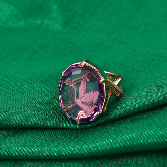 GP Trionfo Kollektion - AA Rose De France Amethyst, Kanchanaburi Blauer Saphir Ring 925 Silber 750 Roségold vermeil (Größe 19.00) ca. 17.36 ct