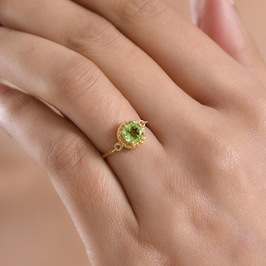 EVER TRUE Peridot Ring Nickelfreies Messing, flexibles von (Größe 21) bis (Größe 21.00) ca. 0.86 ct
