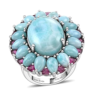 D'Joy Larimar Ring 925 Silber Rhodiniert (Größe 17.00) ca. 26,00 ct
