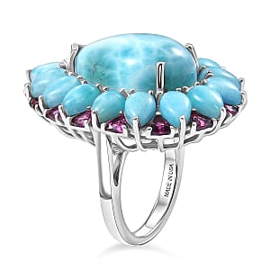 D'Joy Larimar Ring 925 Silber Rhodiniert (Größe 17.00) ca. 25,30 ct