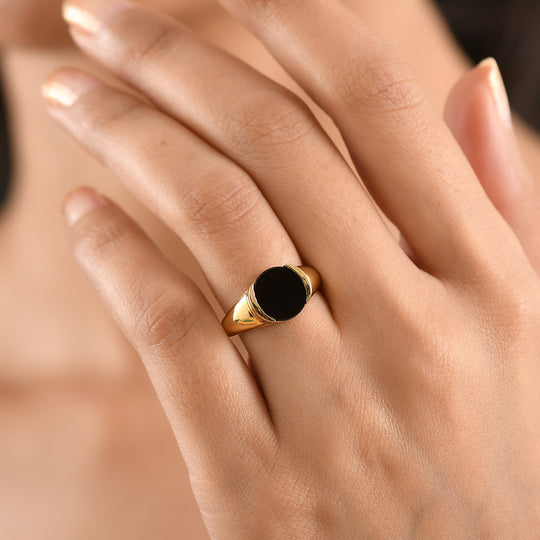EVER TRUE AA Natürlich Schwarzer Obsidian Ring Nickelfreies Messing (Größe 18.00) ca. 1.69 ct