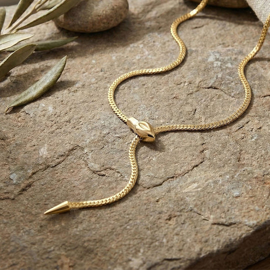 Verstellbares Schlangenketten Y-Collier, flexibel (ca. 60 cm - 69 cm), Goldfarben
