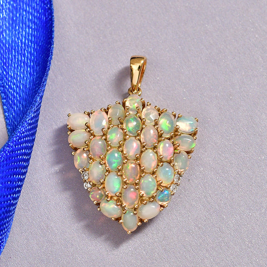 D'Joy AA Natürlicher, äthiopischer Welo Opal Anhänger 925 Silber 750 Gelbgold Vermeil ca. 3,40 ct.