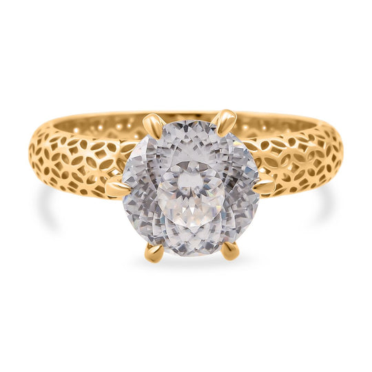 D'Joy Moissanit Ring 925 Silber 750 Gelbgold Vermeil (Größe 20.00) ca. 2,23 ct
