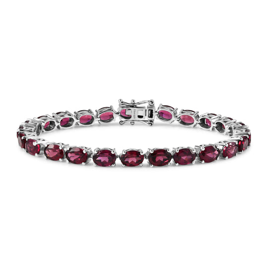 D'Joy AA Natürlicher Rhodolith Granat Armband ca. 19 cm 925 Silber rhodiniert ca. 24,50 ct.