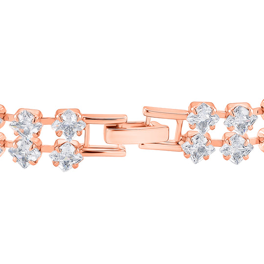 Designer inspiriert - Weißer Zirkonia Armband ca. 19 cm Nickelfreies Messing, rosévergoldet