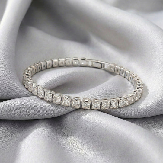 Weißer Zirkonia Armband ca. 19 cm Nickelfreies Messing