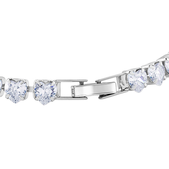Designer inspiriert - Weißer Zirkonia Herz-Armband ca. 19 cm Nickelfreies Messing