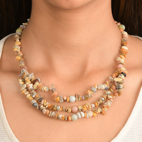 EVER TRUE Verrückter Spitze-Achat, Serpentin Halskette ca. 45 cm Nickelfreies Messing Platiniert ca. 310.00 ct