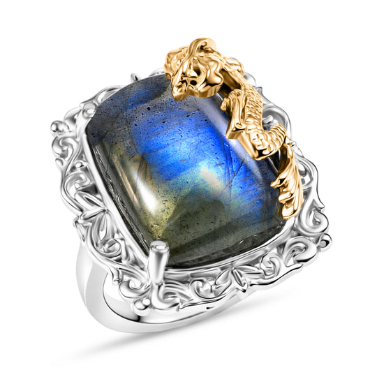 EVER TRUE AAA Labradorit Ring Nickelfreies Messing (Größe 21.00) ca. 15,30 ct