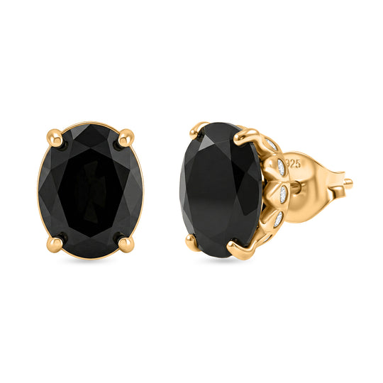 EVER TRUE AA Natürlich Schwarzer Obsidian, Weißer Zirkon Ohrringe Nickelfreies Messing ca. 4.42 ct