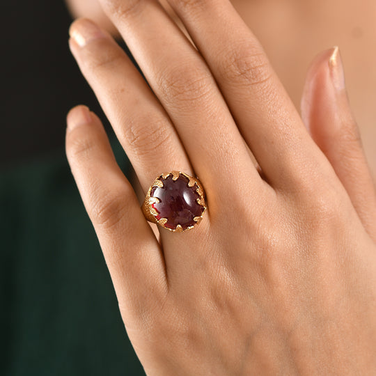 D'Joy - Flamme der Liebe Afrikanischer Rubin (Fissure gefüllt) Ring 925 Silber 750 Gelbgold Vermeil (Größe 18.00) ca. 26.99 ct