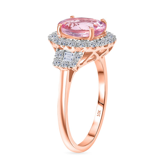 LUXURIANT (10-16 Werktage Lieferzeit) 3,36 ct. AAA Rosa Morganit und Labor Diamant Ring in 417 Roségold