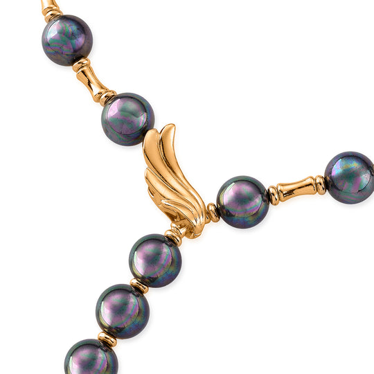 Tahiti-Farbe Muschelkernperle (11-13 mm) 91cm Y-Halskette, Legierung in Goldton