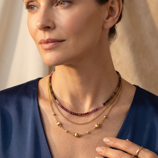 Mehrfarbig-Turmalin Halskette ca. 45 cm 925 Silber ca. 40,00 ct.