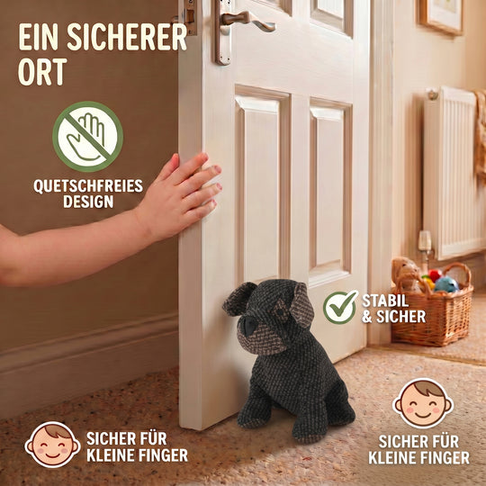 LIVMORE Hund Türstopper, Polyester mit Sandfüllung, 1 kg, 22 x 19 x 18 cm, Schwarz