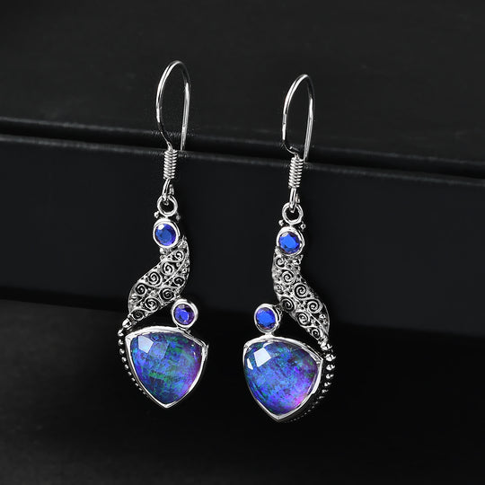 Sajen Silber - Opal Dublett, Regenbogen Lavendel Ohrringe 925 Silber rhodiniert ca. 9.73 ct