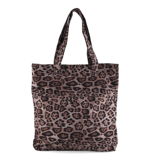 Leopardenmuster Shopper mit Reißverschluss, Polyester, 40 x 5,5 x 39 cm, Grau
