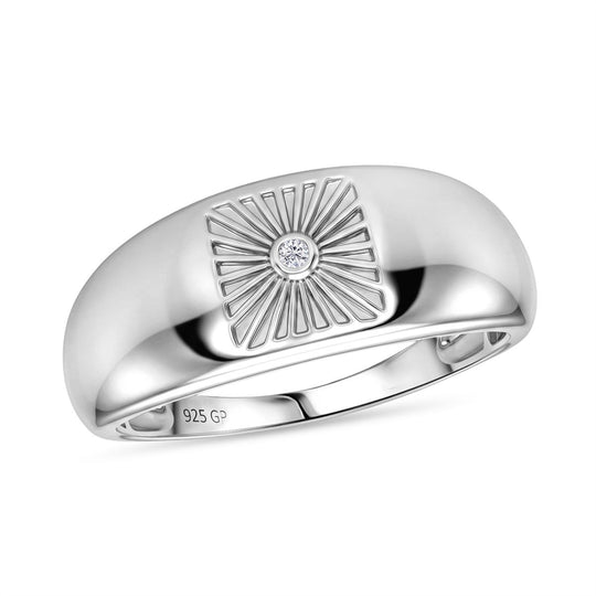 GP - Weißer Diamant, Kanchanaburi Blauer Saphir Ring 925 Silber rhodiniert (Größe 17.00)