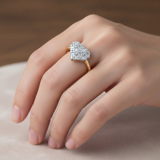 LUXURIANT DIAMOND - Lab Grown Diamant SI-GH Ring 925 Silber 750 Gelbgold vermeil (Größe 20.50) ca. 0.23 ct