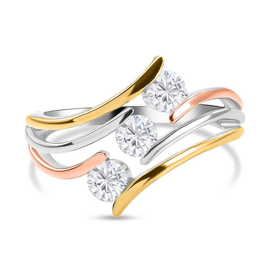 EVER TRUE Moissanit Ring Nickelfreies Messing, Dreifarbig, (Größe 20.00) ca. 0.71 ct