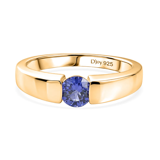 D'Joy Tansanit Ring 925 Silber 750 Gelb Vergoldet (Größe 20.00) ca. 0,50 ct