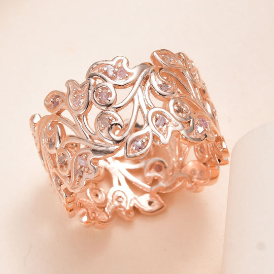 D'Joy Rosa Diamant Ring 925 Silber 750 Roségold vermeil (Größe 17.00) ca. 0.36 ct