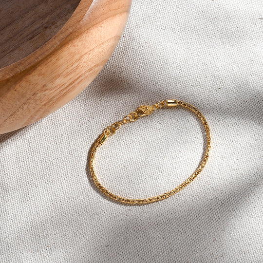 Royal Bali- D'Joy Bourbudur Armband ca. 19 cm - 20 cm, 925 Silber 916 Gelbgold Vermeil ca. 7,85g