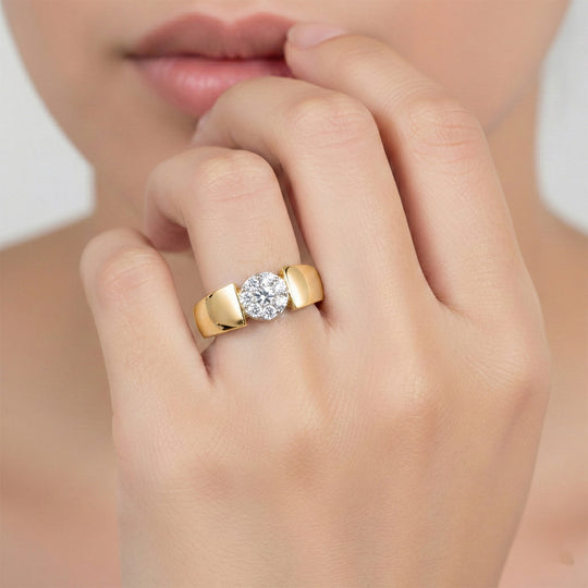LUXURIANT 0,56 ct. SI-GH Labor Diamant Ring, 925 Silber 750 Gelbgold Vermeil