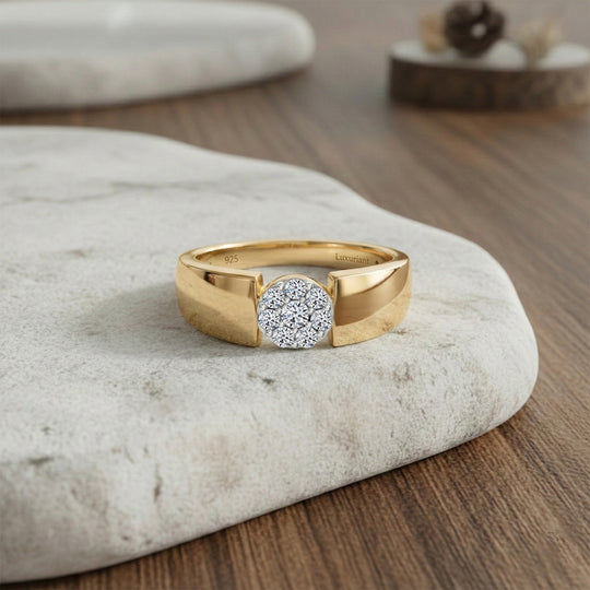 LUXURIANT 0,56 ct. SI-GH Labor Diamant Ring, 925 Silber 750 Gelbgold Vermeil