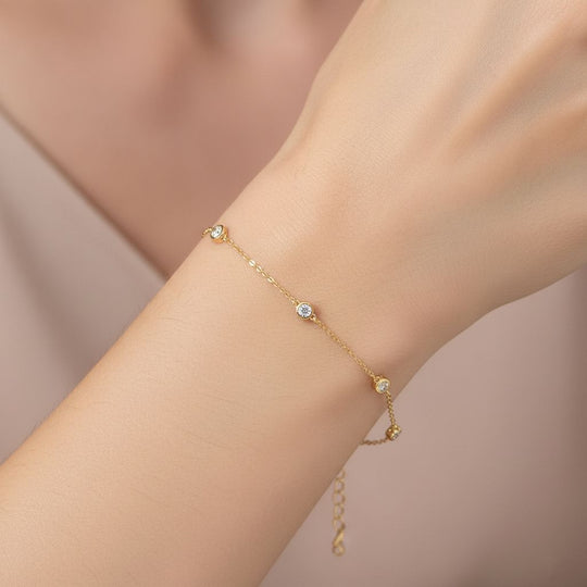 LUXURIANT DIAMOND - Lab Grown Diamant SI-GH Armband ca. 19 cm 925 Silber 750 Gelbgold vermeil ca. 0.25 ct