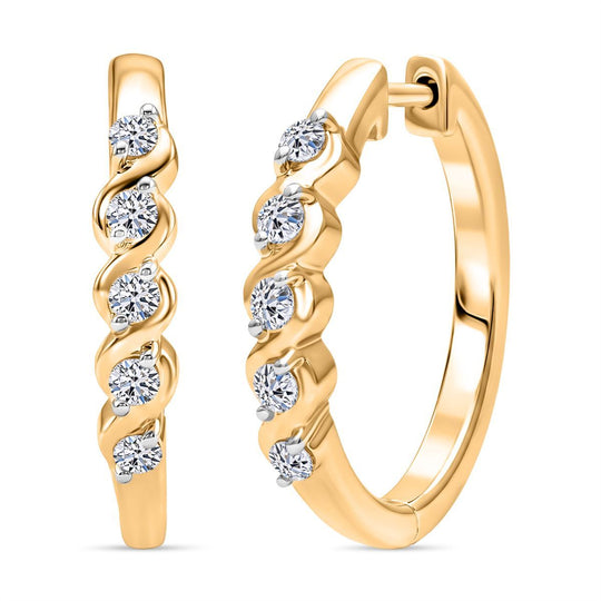 LUXURIANT 0,23 ct. SI-GH Labor Diamant Ohrringe, 925 Silber 750 Gelbgold Vermeil