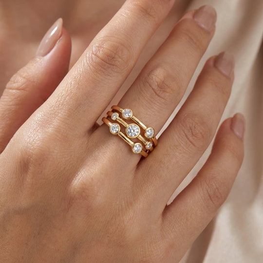 LUXURIANT DIAMOND - Lab Grown Diamant SI-GH Ring 925 Silber 750 Gelbgold vermeil (Größe 18.00) ca. 0.56 ct