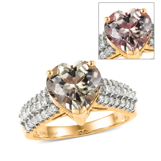 LUXURIANT (10-16 Werktage Lieferzeit) 3,50 ct. AAA Turkizit und Labor Diamant Ring in 417 Gold