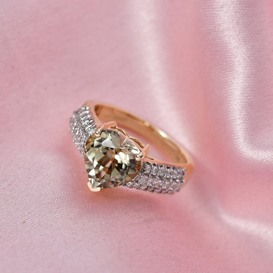 LUXURIANT (10-16 Werktage Lieferzeit) 3,50 ct. AAA Turkizit und Labor Diamant Ring in 417 Gold