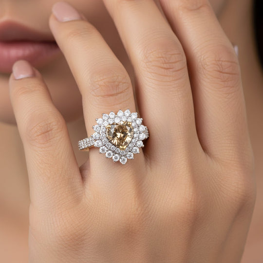 D'Joy AA Turkizit, Moissanit Ring 925 Silber 750 Gelbgold vermeil (Größe 17.00) (10-16 Werktage Lieferzeit) ca. 1,95 ct