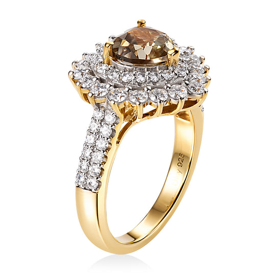 D'Joy AA Turkizit, Moissanit Ring 925 Silber 750 Gelbgold vermeil (Größe 17.00) (10-16 Werktage Lieferzeit) ca. 1,95 ct