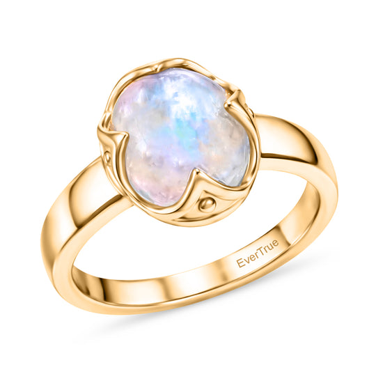 EVER TRUE AAA Regenbogen Mondstein Ring Nickelfreies Messing (Größe 17.00) ca. 3,94 ct
