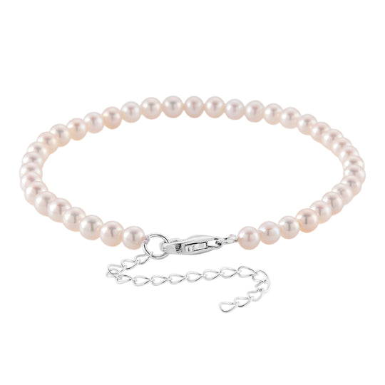 D'Joy AAA Zhuji Akoya-Perle (3-5 mm) Armband ca. 18 cm + 5 cm Extender, 925 Silber rhodiniert