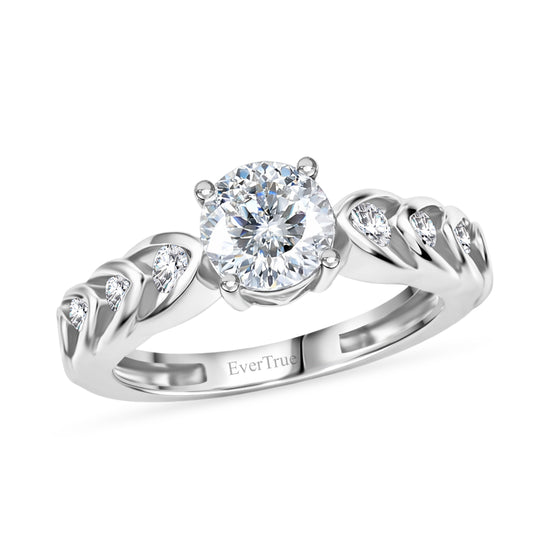 EVER TRUE 120 Facetten Moissanit Ring Nickelfreies Messing (Größe 20.00) ca. 1,24 ct